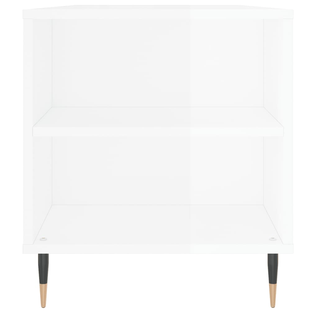 Tavolino Salotto Bianco Lucido 102x44,5x50 cm Legno Multistrato 830990