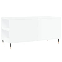 Tavolino Salotto Bianco Lucido 102x44,5x50 cm Legno Multistrato 830990