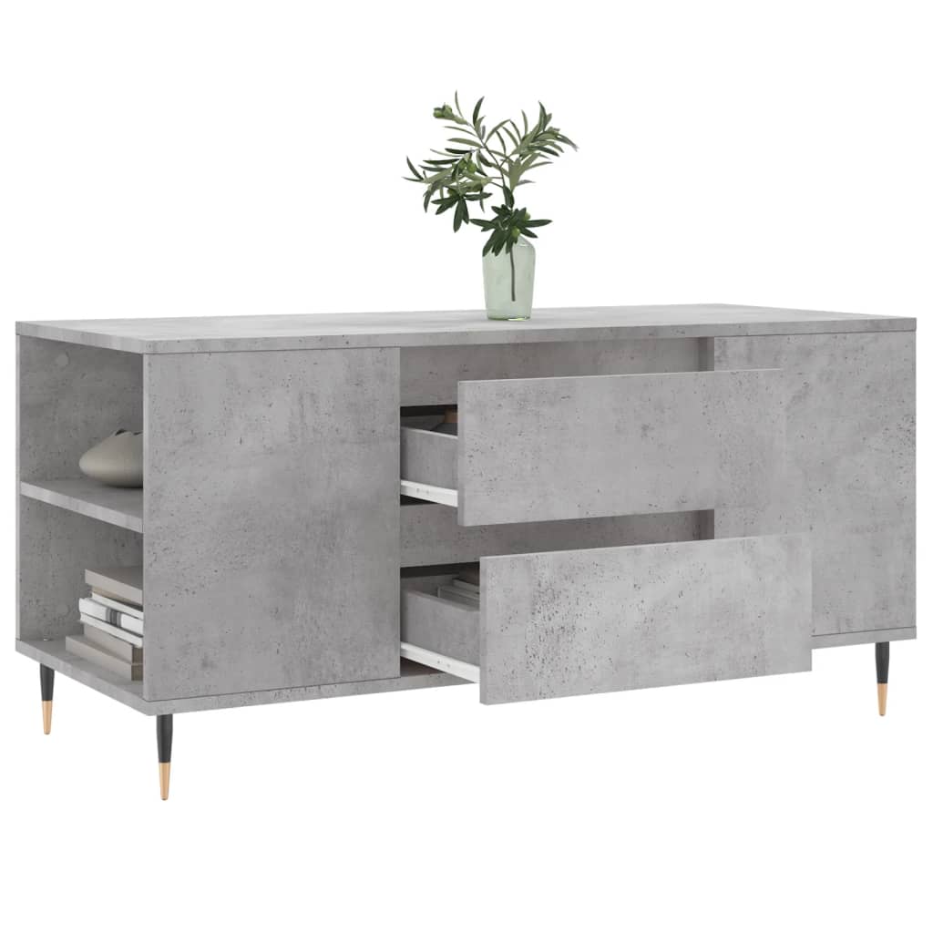 Tavolino Salotto Grigio Cemento 102x44,5x50cm Legno Multistrato 830992