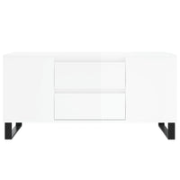 Tavolino Salotto Bianco Lucido 102x44,5x50 cm Legno Multistrato 831006