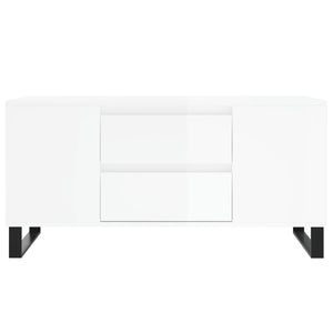 Tavolino Salotto Bianco Lucido 102x44,5x50 cm Legno Multistrato 831006