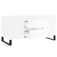 Tavolino Salotto Bianco Lucido 102x44,5x50 cm Legno Multistrato 831006