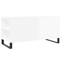 Tavolino Salotto Bianco Lucido 102x44,5x50 cm Legno Multistrato 831006