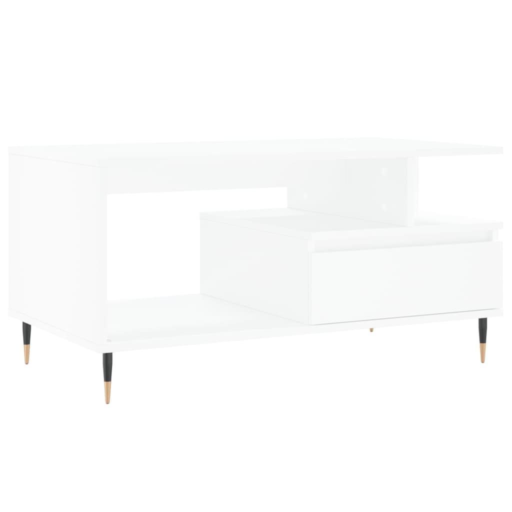 Tavolino da Salotto Bianco 90x49x45 cm in Legno Multistrato 831012