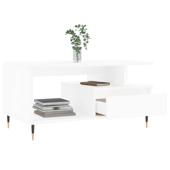 Tavolino da Salotto Bianco 90x49x45 cm in Legno Multistrato 831012