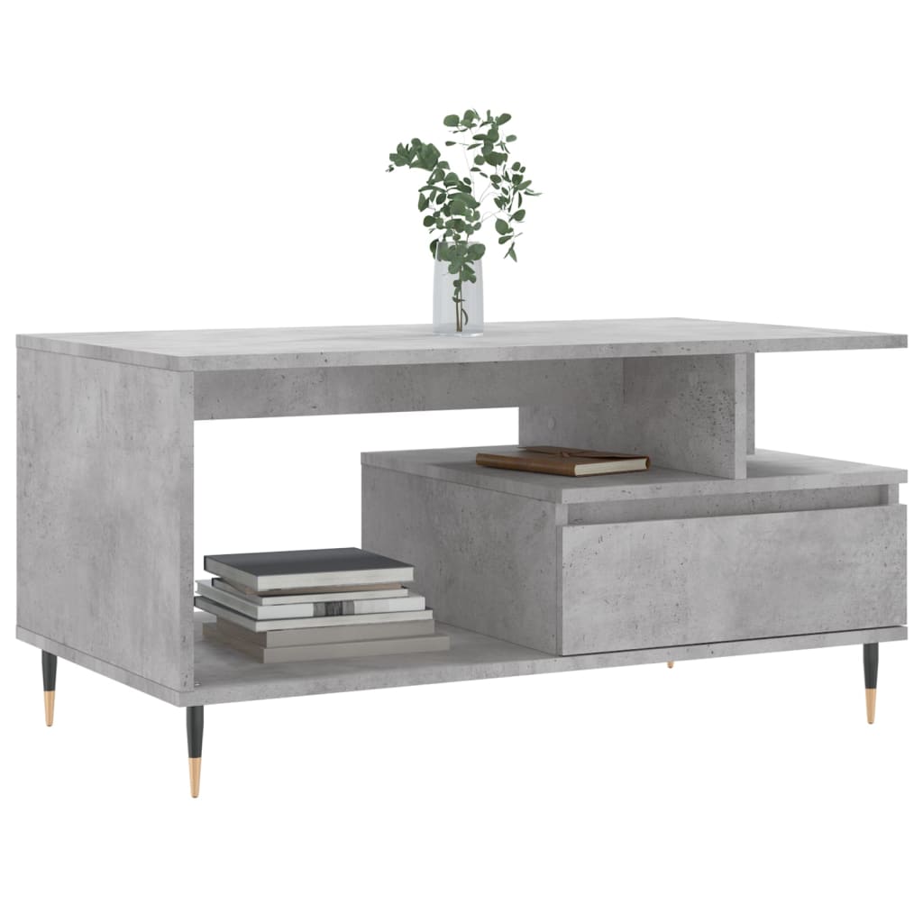 Tavolino Salotto Grigio Cemento 90x49x45 cm Legno Multistrato 831016