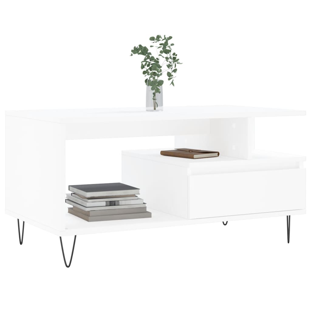 Tavolino da Salotto Bianco 90x49x45 cm in Legno Multistratocod mxl 78891