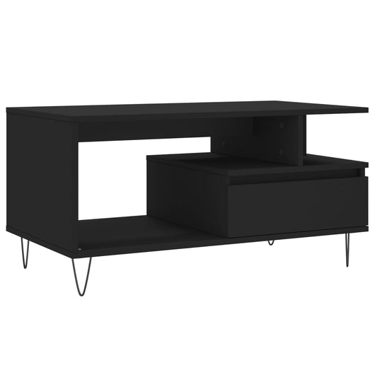 Tavolino da Salotto Nero 90x49x45 cm in Legno Multistrato 831021