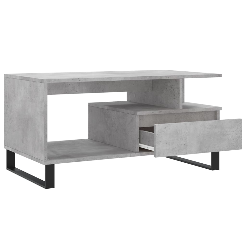 Tavolino Salotto Grigio Cemento 90x49x45 cm Legno Multistrato 831032