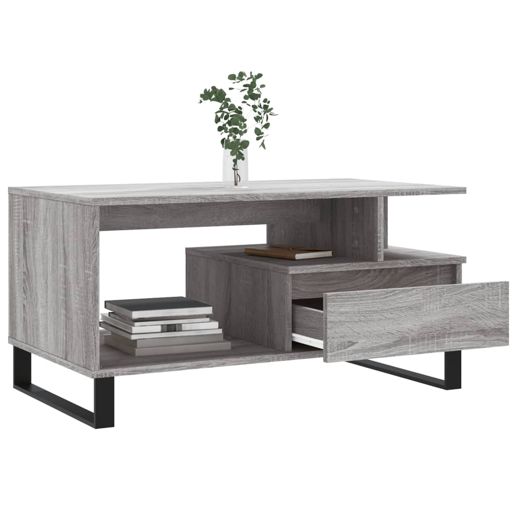 Tavolino da Salotto Grigio Sonoma 90x49x45 cm Legno Multistrato 831034