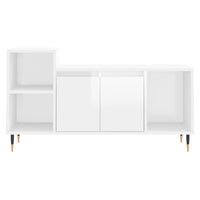 Mobile Porta TV Bianco Lucido 100x35x55 cm in Legno Multistrato 831310