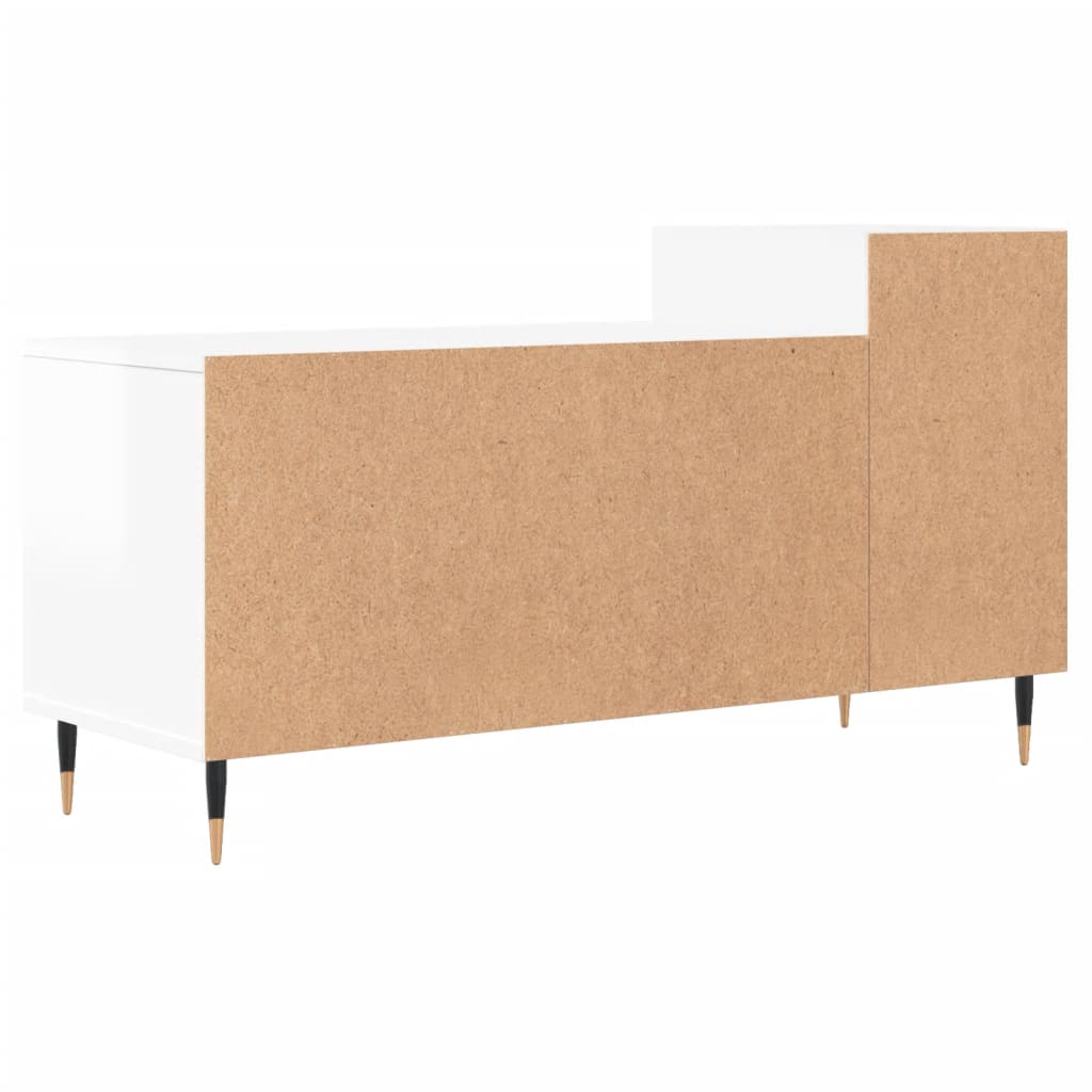 Mobile Porta TV Bianco Lucido 100x35x55 cm in Legno Multistrato 831310