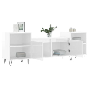 Mobile Porta TV Bianco Lucido 160x35x55 cm in Legno Multistrato 831342