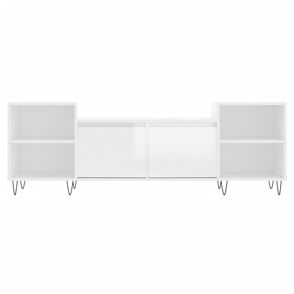 Mobile Porta TV Bianco Lucido 160x35x55 cm in Legno Multistrato 831342