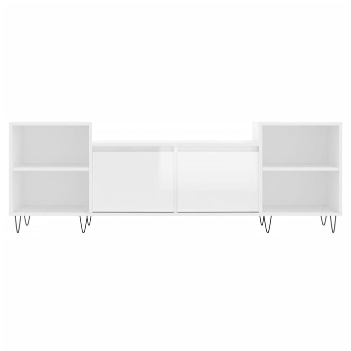 Mobile Porta TV Bianco Lucido 160x35x55 cm in Legno Multistrato 831342