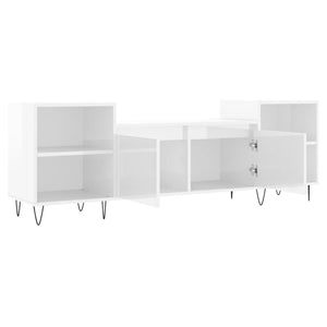 Mobile Porta TV Bianco Lucido 160x35x55 cm in Legno Multistrato 831342