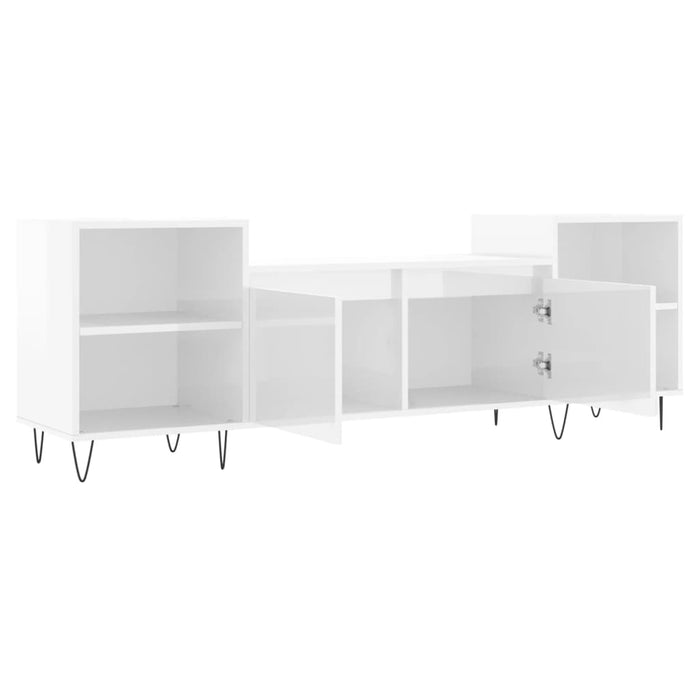 Mobile Porta TV Bianco Lucido 160x35x55 cm in Legno Multistrato 831342