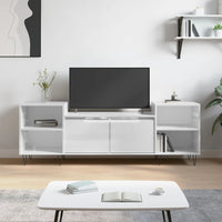 Mobile Porta TV Bianco Lucido 160x35x55 cm in Legno Multistrato 831342