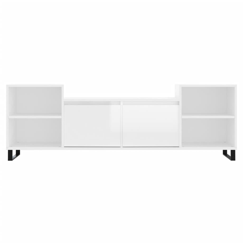 Mobile Porta TV Bianco Lucido 160x35x55 cm in Legno Multistrato 831350