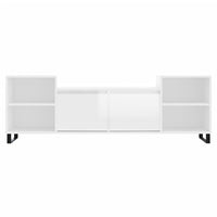 Mobile Porta TV Bianco Lucido 160x35x55 cm in Legno Multistrato 831350