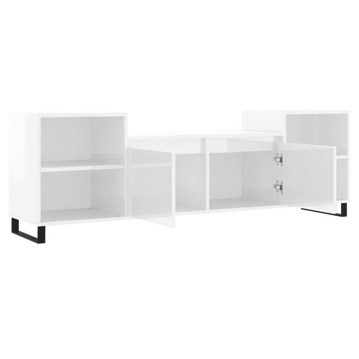 Mobile Porta TV Bianco Lucido 160x35x55 cm in Legno Multistrato 831350