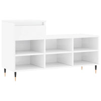 Scarpiera Bianco Lucido 102x36x60 cm in Legno Multistrato 831358