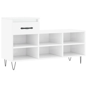 Scarpiera Bianco Lucido 102x36x60 cm in Legno Multistrato 831366