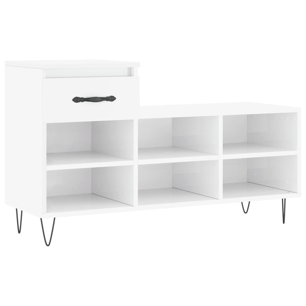 Scarpiera Bianco Lucido 102x36x60 cm in Legno Multistratocod mxl 78840