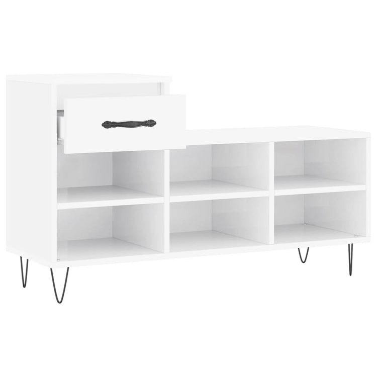 Scarpiera Bianco Lucido 102x36x60 cm in Legno Multistrato 831366