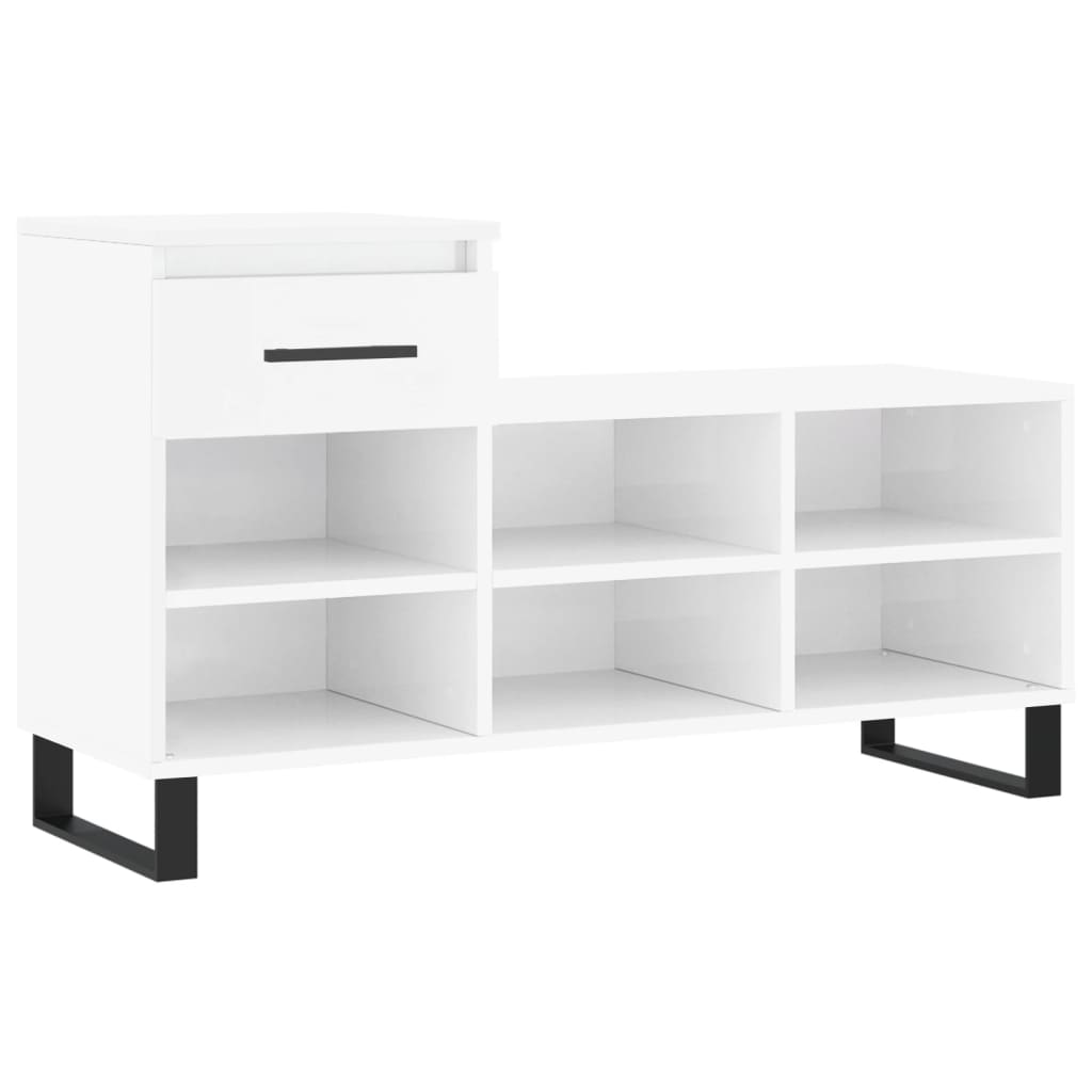 Scarpiera Bianco Lucido 102x36x60 cm in Legno Multistratocod mxl 126717