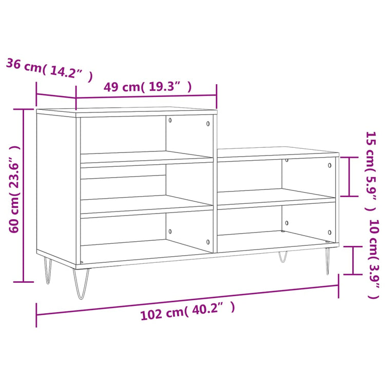 Scarpiera Nera 102x36x60 cm in Legno Multistrato 831389