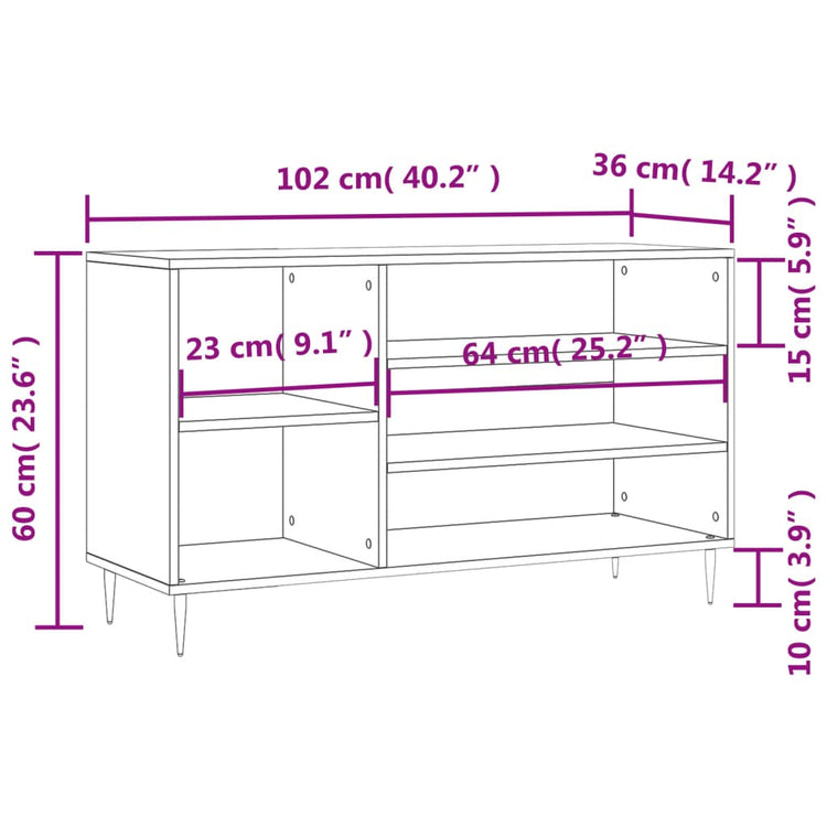 Scarpiera Grigio Sonoma 102x36x60 cm in Legno Multistrato 831410