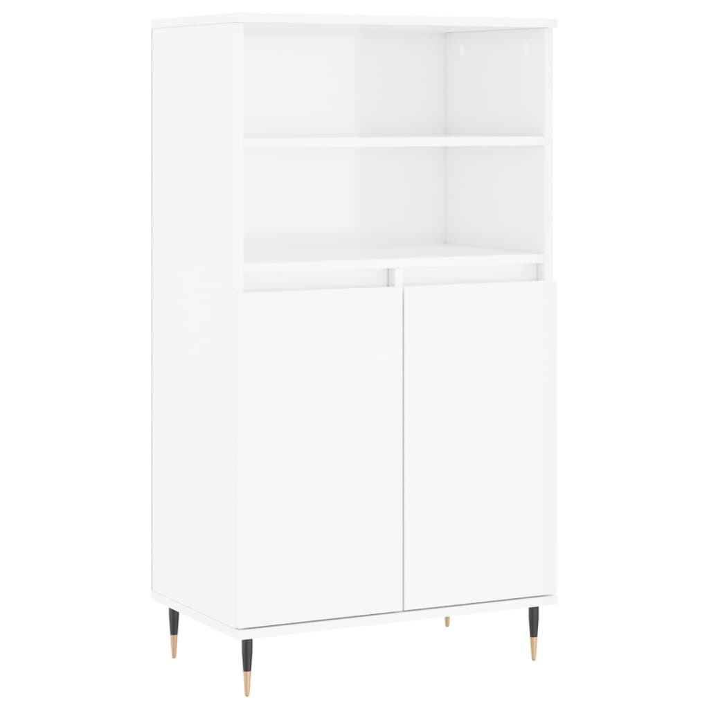 Credenza Bianco Lucido 60x36x110 cm in Legno Multistrato 831478