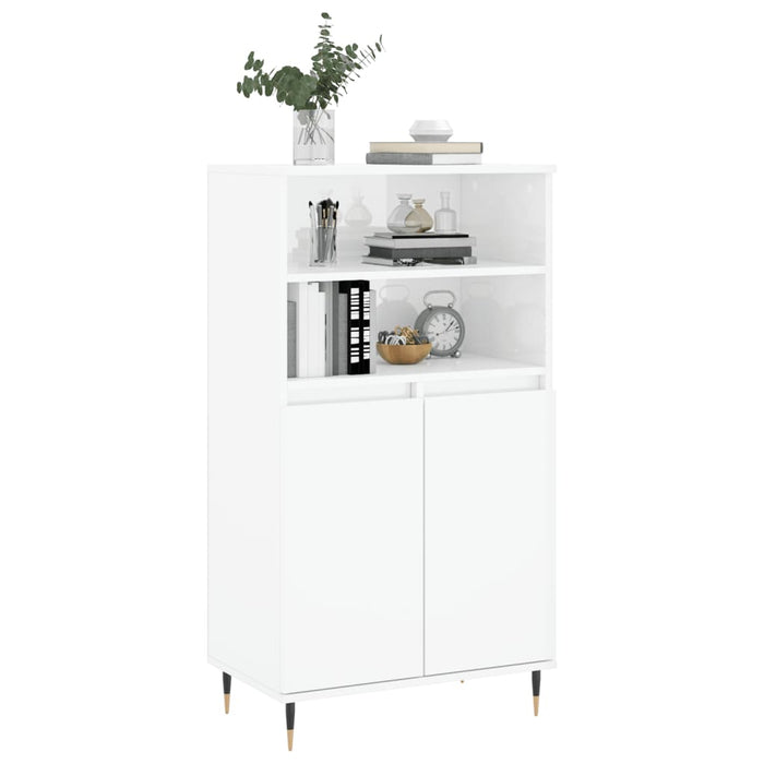 Credenza Bianco Lucido 60x36x110 cm in Legno Multistrato 831478