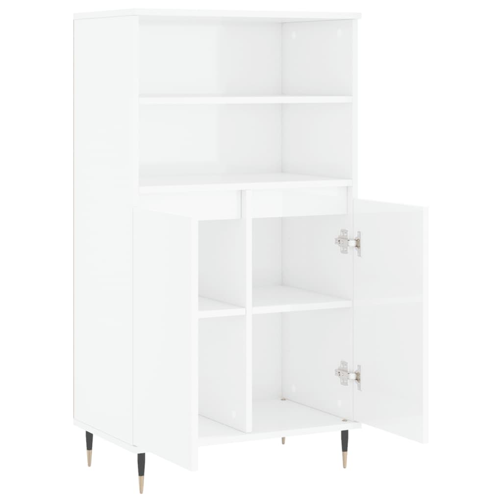 Credenza Bianco Lucido 60x36x110 cm in Legno Multistrato 831478