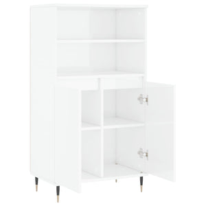 Credenza Bianco Lucido 60x36x110 cm in Legno Multistrato 831478