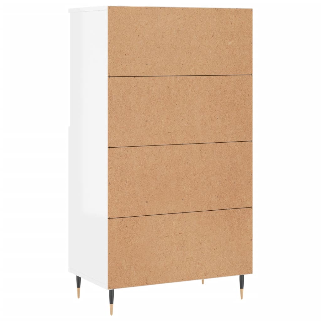 Credenza Bianco Lucido 60x36x110 cm in Legno Multistrato 831478