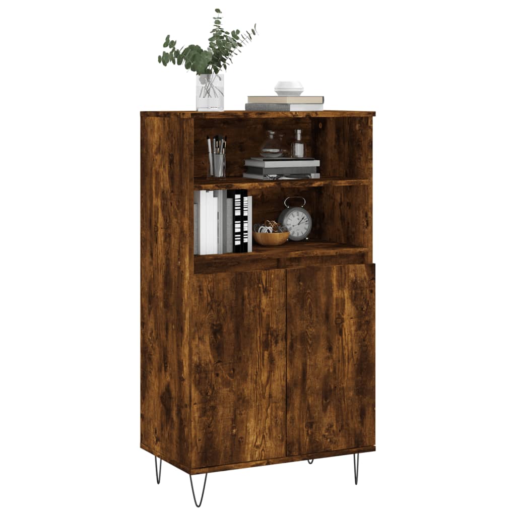 Credenza Rovere Fumo 60x36x110 cm in Legno Multistrato 831489