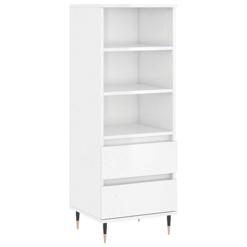 Credenza Bianco Lucido 40x36x110 cm in Legno Multistrato 831502