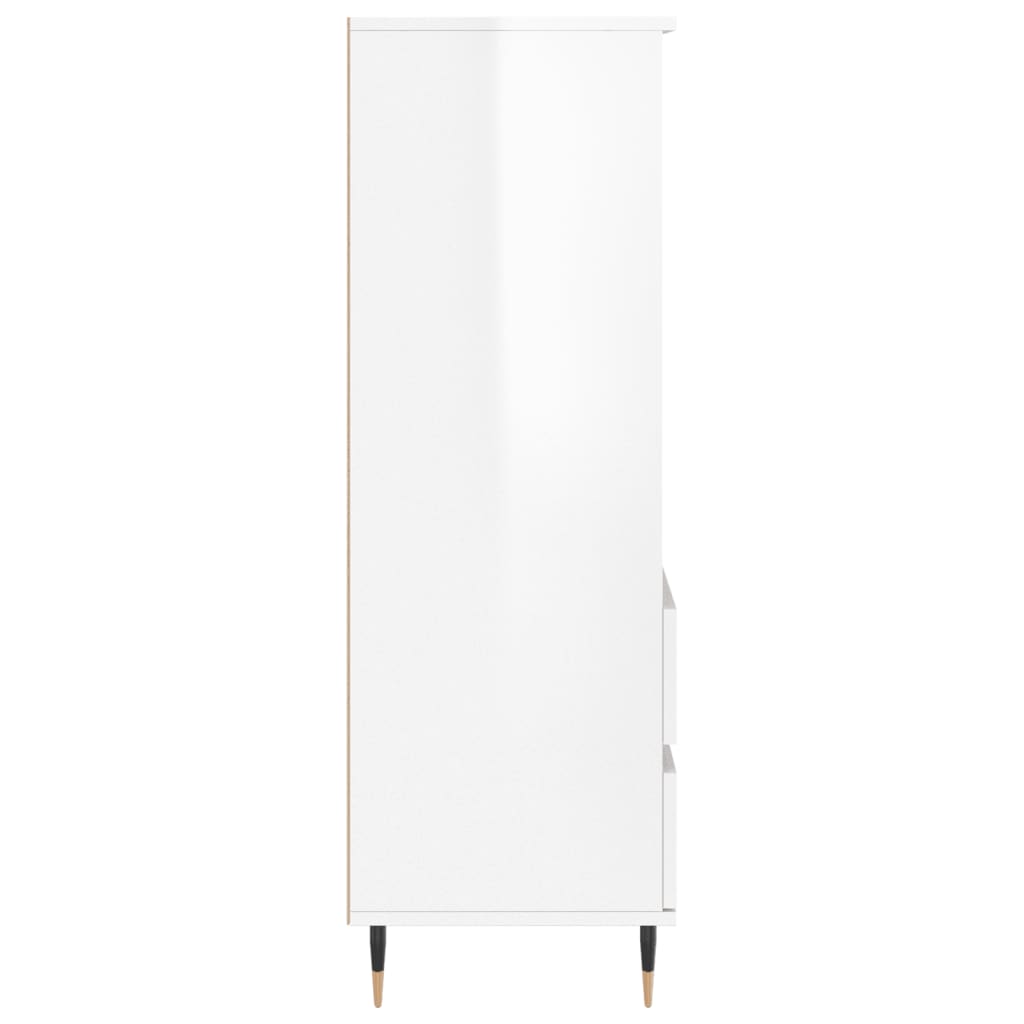 Credenza Bianco Lucido 40x36x110 cm in Legno Multistrato 831502