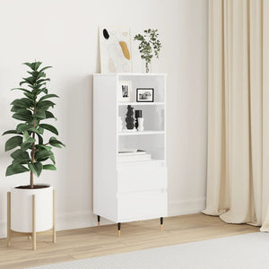 Credenza Bianco Lucido 40x36x110 cm in Legno Multistrato 831502