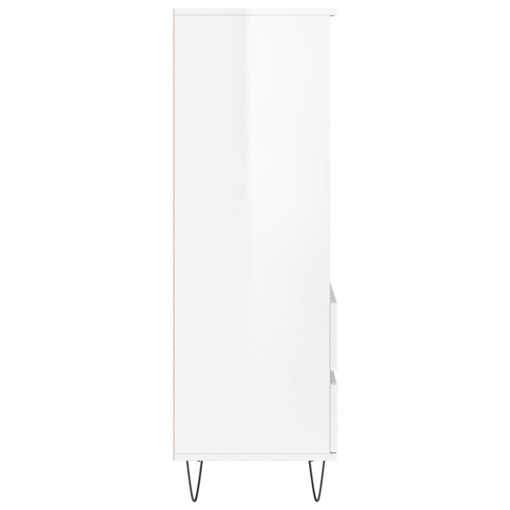 Credenza Bianco Lucido 40x36x110 cm in Legno Multistrato 831510