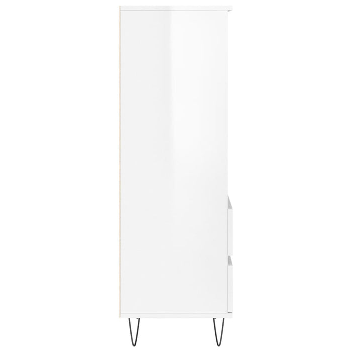 Credenza Bianco Lucido 40x36x110 cm in Legno Multistrato 831510