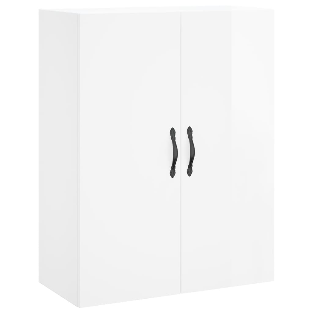 Mobile a Parete Bianco Lucido 69,5x34x90 cm Legno Multistrato 834980