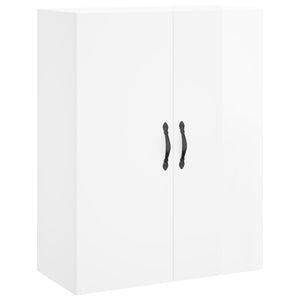 Mobile a Parete Bianco Lucido 69,5x34x90 cm Legno Multistrato 834980