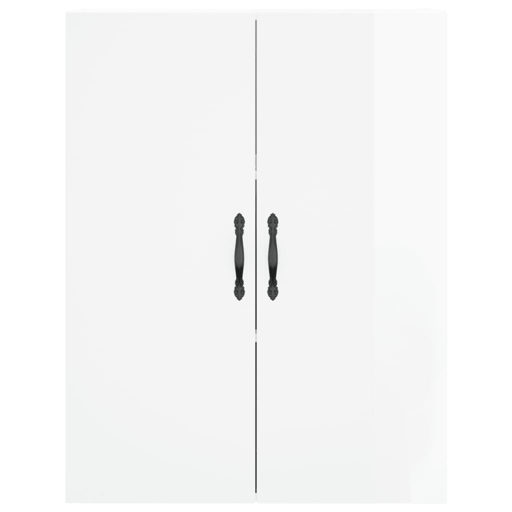 Mobile a Parete Bianco Lucido 69,5x34x90 cm Legno Multistrato 834980