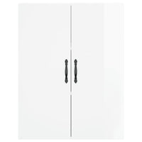 Mobile a Parete Bianco Lucido 69,5x34x90 cm Legno Multistrato 834980