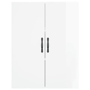 Mobile a Parete Bianco Lucido 69,5x34x90 cm Legno Multistrato 834980