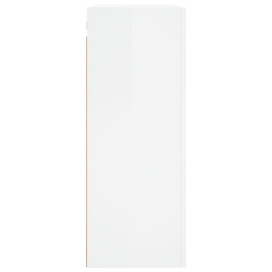 Mobile a Parete Bianco Lucido 69,5x34x90 cm Legno Multistrato 834980