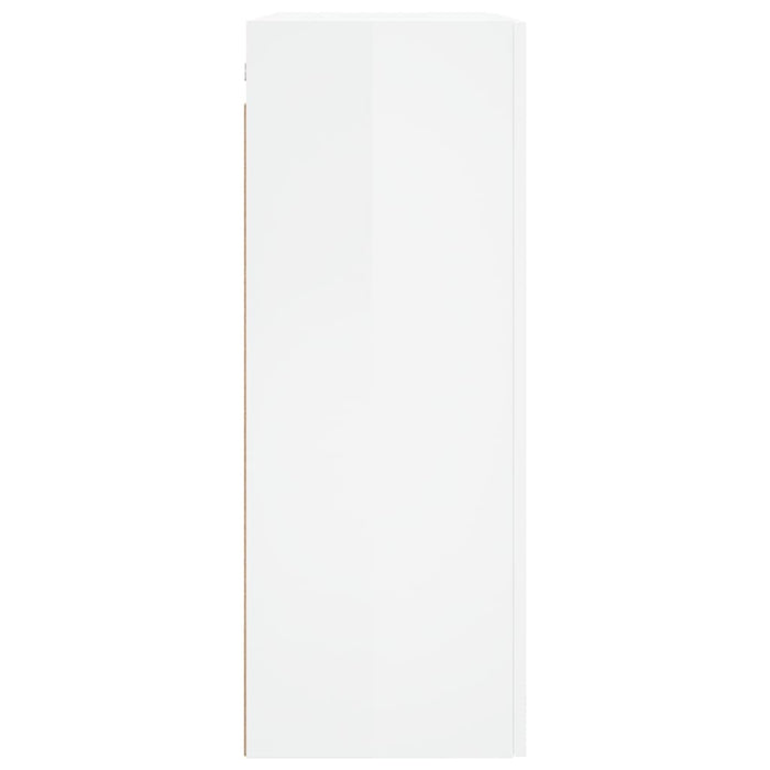 Mobile a Parete Bianco Lucido 69,5x34x90 cm Legno Multistrato 834980